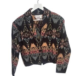 Vintage 90s Crazy Cowgirl Tapestry Jacket Multicolor Western Blazer W1240